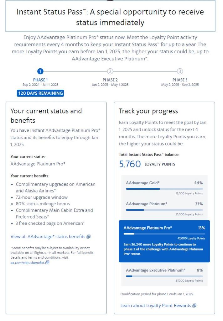 My Status Match Promotion from American Airlines.